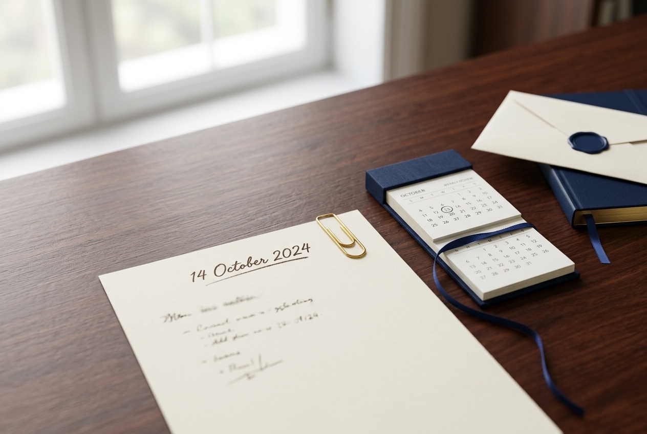 A dated letter and a written scope on the desk.